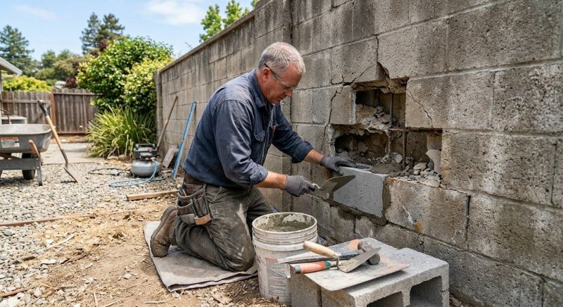 Cinder Block Wall Repair in Santa Rosa, CA