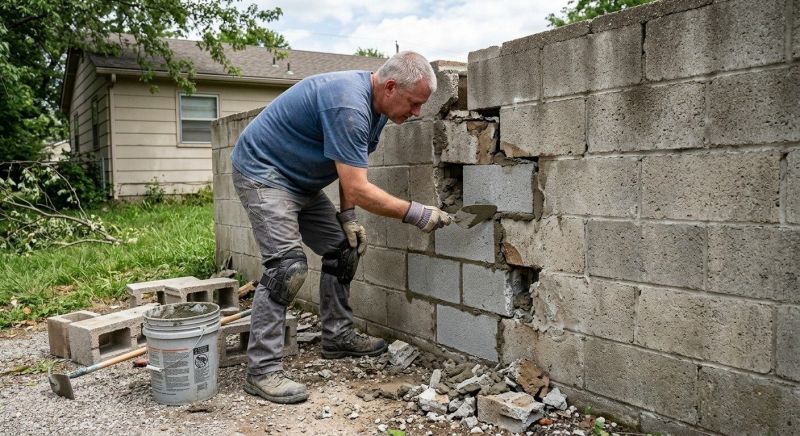 Cinder Block Wall Repair in Petaluma, CA