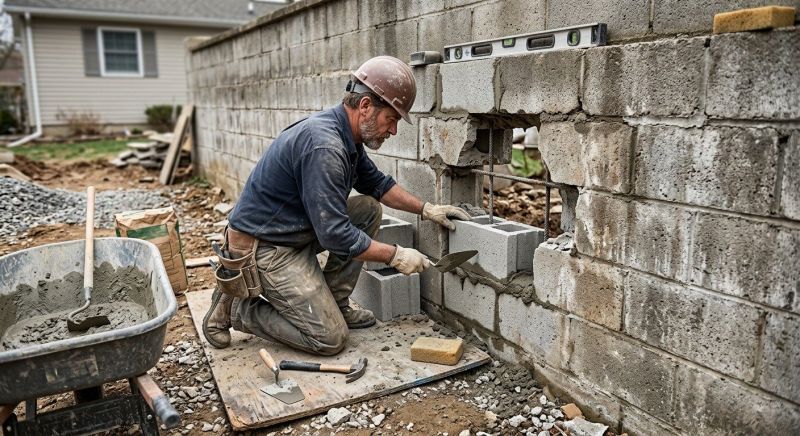 Cinder Block Wall Repair in Petaluma, CA