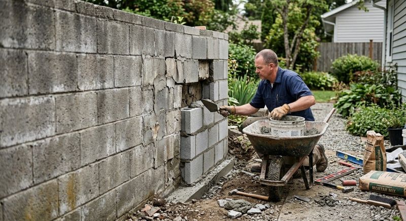 Cinder Block Wall Repair in Sonoma County, CA